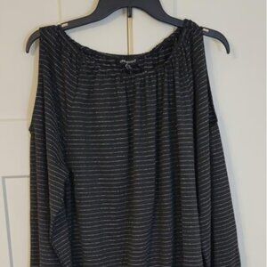 Lane Bryant Long Sleeve Blouse Black Shirt 1416 Shoulders Open